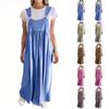 Женское модное однотонное платье из хлопка и льна с подтяжками, длинная юбка