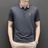 Летняя мужская однотонная футболка среднего возраста, легкая дышащая, с коротким рукавом и лацканами, модная корейская рубашка-поло