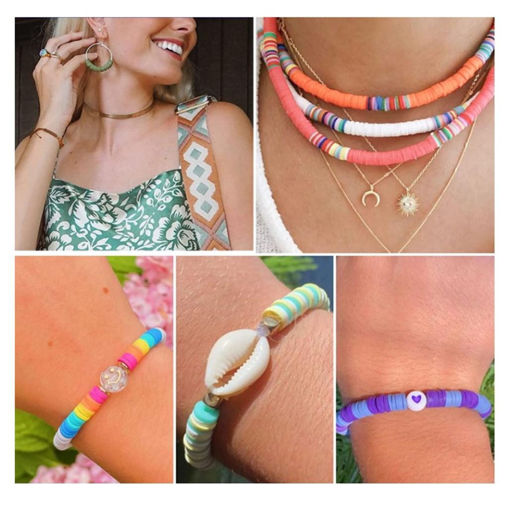 6000 шт./набор из полимерной глины, сменные бусины, многоразовые, браслет, ювелирные изделия, ожерелье, кулон, серьги, изготовление бусин, аксессуары