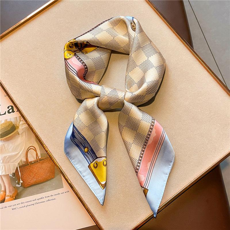 New polka dot thin sun-printed imitation silk scarf high-end shawl versatile neck scarf women's scarf