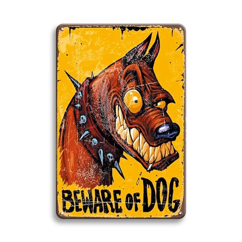 Retro Funny Tin Sign Beware Guard Dalmatian On Duty Cute Pigs Novelty Metal Sign Bathroom Decor Wall Art Posters Wall Decor Gift