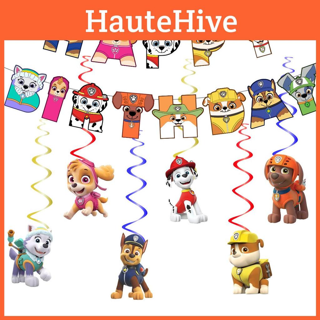 Яркий баннер на день рождения в стиле «Щенячий патруль» и набор спиральных украшений для собак