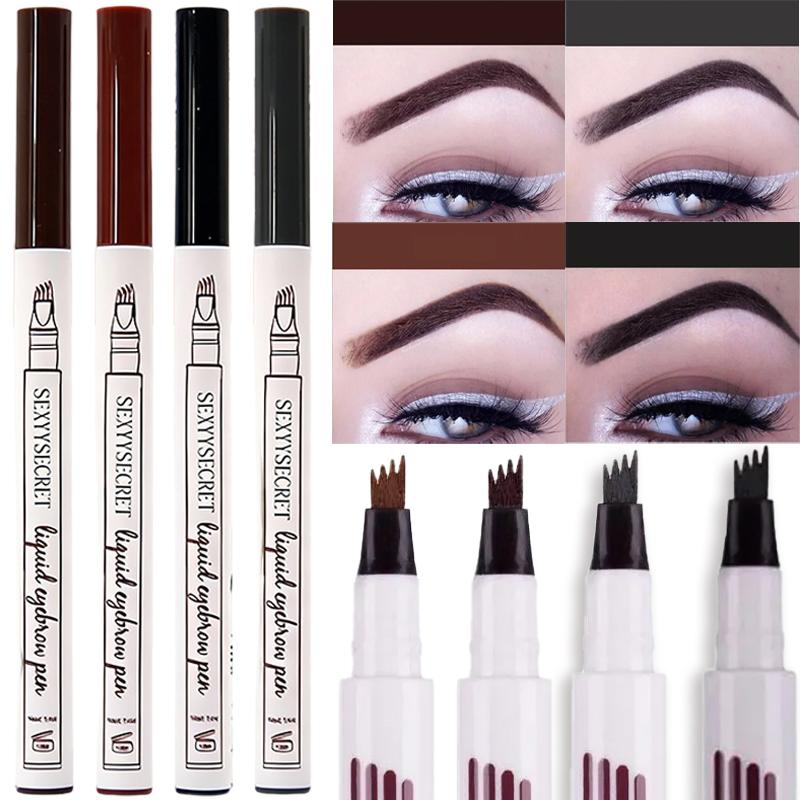 4 Split Tip Wild Eyebrow Pencil Nature 3D Tattoo Brow Contour Pen Lasting Waterproof 4 Colors Liquid Eye Brow Outline Makeup