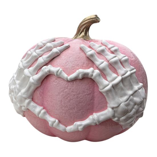 Skeleton Hand Pumpkin Figurine Resin Halloween Pumpkin Statue Gothic Pumpkin Centerpiece for Fall Halloween Party Decor