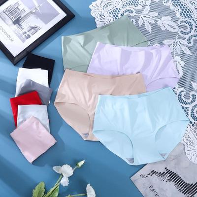 Женские бесшовные трусики-слипы из ледяного шелка со средней посадкой, дышащие