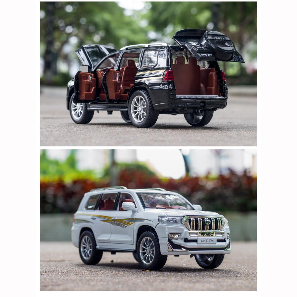 Модель автомобиля Toyota Prado в масштабе 1/24, игрушечный автомобиль из цинкового сплава со звуком и светом для детей, подарок для мальчиков и девочек