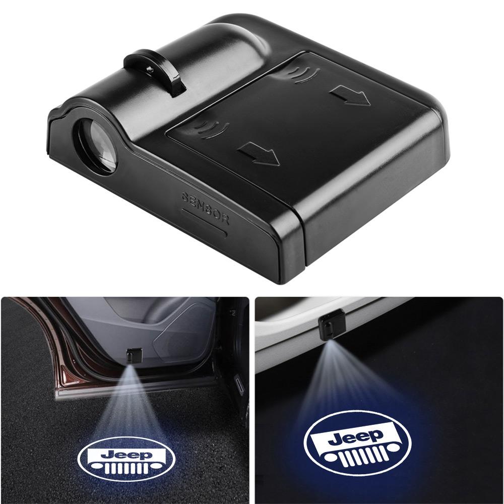 1/2PCS LED Car Emblem Door Welcome Light Wireless Projector Lamp For JEEP Grand Cherokee Renegade Wrangler Compass Accessories MWGHF1