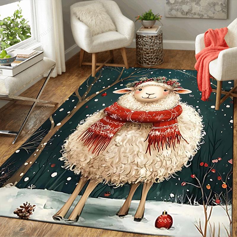 1Pc Christmas Candy Canes Rug Office Carpet Indoor Outdoor Doormat Nonslip Soft And Comfortable Living Room Christmas Halloween Gift D91841