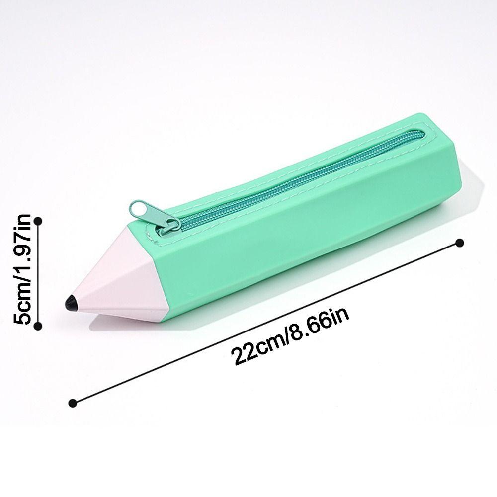 Pencil Shape Pen Bag Silicone Stationery Organizer Multi-functional Stationery Pouch Gift