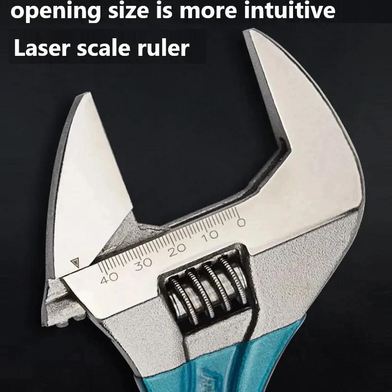 Разводной ключ с большим отверстием и короткой ручкой, мини-гаечный ключ с лазерной шкалой, резиновый ключ, сантехнические инструменты для ванной комнаты