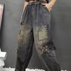 Женские винтажные вышитые мешковатые джинсы в этническом стиле Y2K Streetwear Повседневные джинсы с высокой талией и свободными карманами Джинсовые брюки Pantalones De Mujer