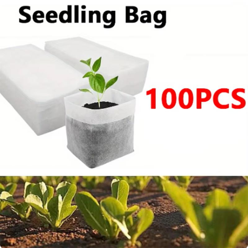 100 шт. Нетканые мешки для выращивания рассады, биоразлагаемые мешки для питомника семян, мешочки для посева растений, семян, цветочные горшки, мешочек, товары для дома и сада