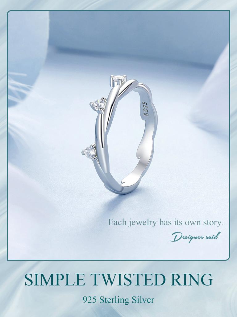 BAMOER 925 Sterling Silver Simple Twisted Ring Fashion Everyday Wear For Women Birthday Gifts Fine Jewelry