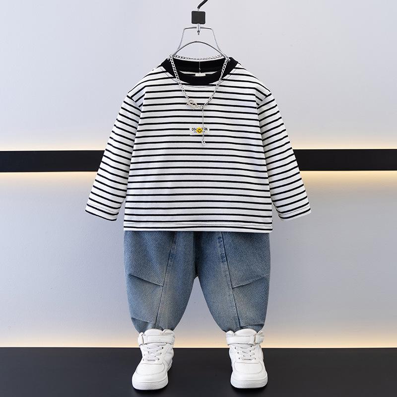 Детский джинсовый жилет, комплект из трех предметов для весны/осени - Модная детская верхняя одежда 2025