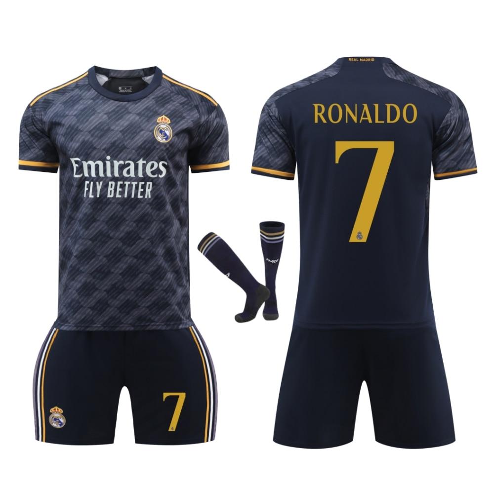 Real Madrid Ronaldo Kids Soccer Jersey Black Sports Equipment