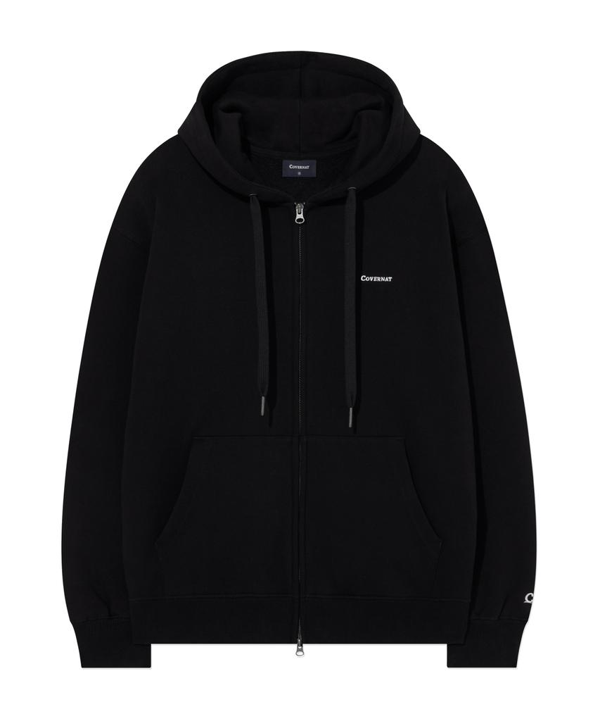Covernat Small Logo Fleece Zip-Up Hoodie Black