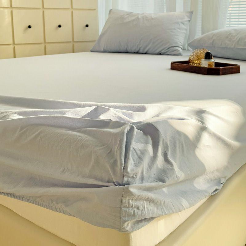 Комплект из трех простыней в полоску из стираного хлопка в японском стиле, полное покрытие, нескользящая цельная простыня, матрас Simmons, защита от пыли