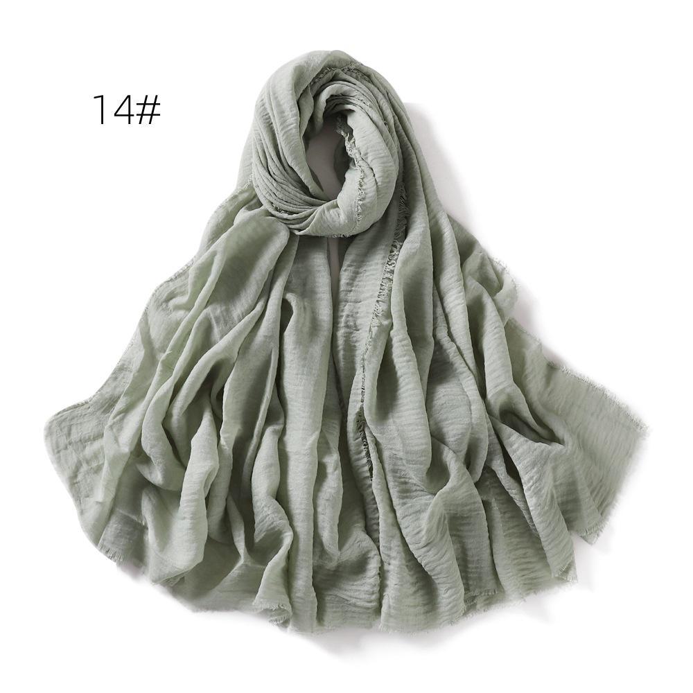High-Quality Cotton Linen Gauze Scarf: Breathable, Encrypted Sunscreen, Four-Circle Fringe Shawl, Women's Malay Head Scarf
