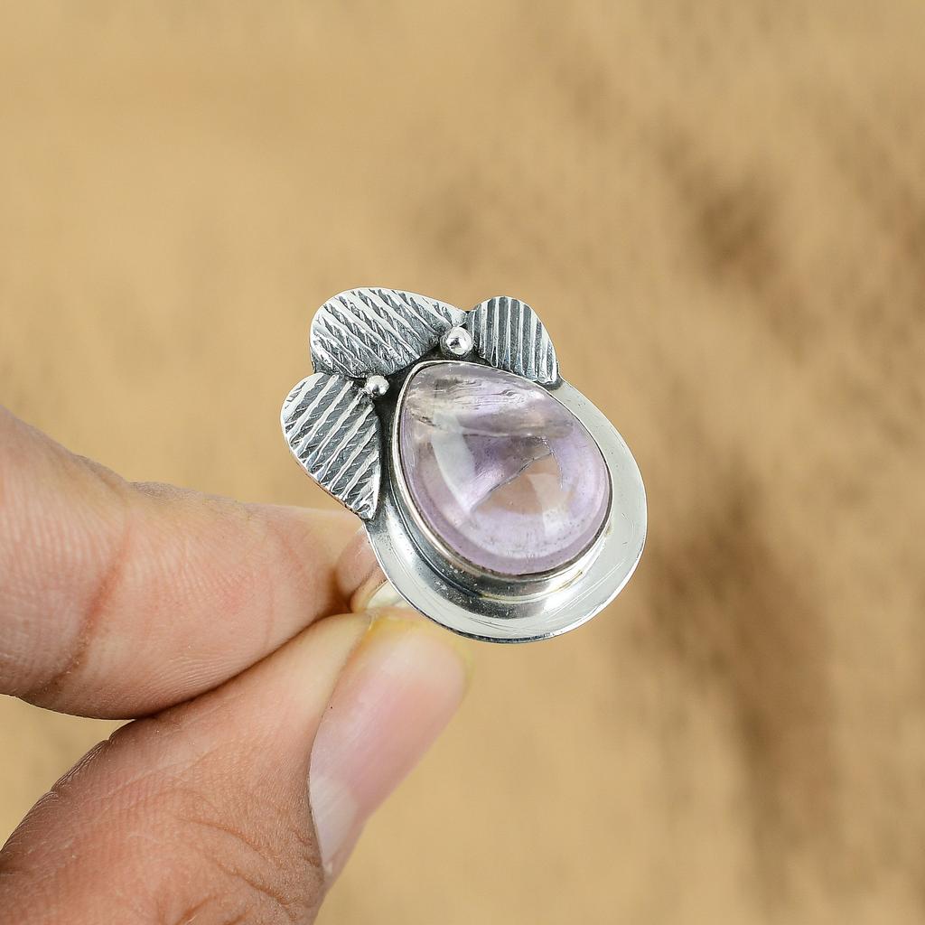 Gift For Women Promise Adjustable Ring 925 Silver Natural African Amethyst