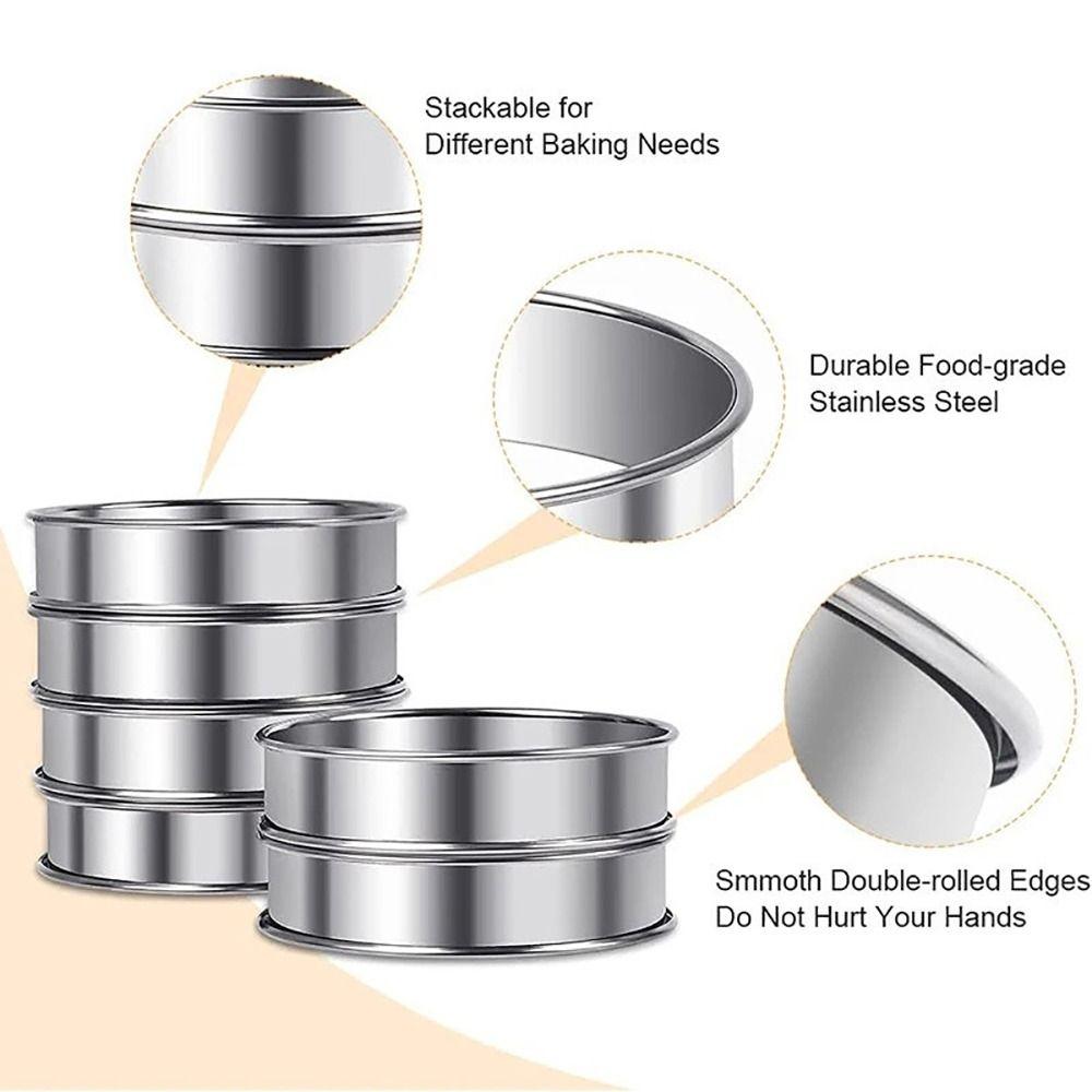 1 шт. Кольца для маффинов и тартов из нержавеющей стали для приготовления пищи, кухонный аксессуар, кольцо для тартов с двойным загибом, для фруктового пирога, торта, печенья, 8/9/10 см