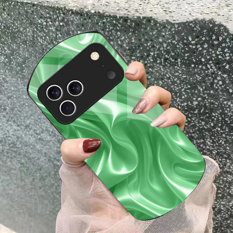 Золотой шелк волн Для iPhone 17 Air 16 15 14 Pro 13 Plus 12 mini 11 Pro Max XR X 7 8 Эллиптический закаленный стеклянный чехол для телефона
