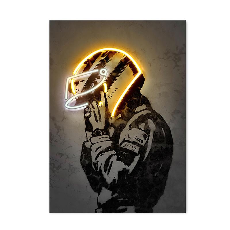 Неоновый эффект мотоциклетного шлема музыкальная кинозвезда холст картина постер и принты настенное искусство картина для бара украшение дома