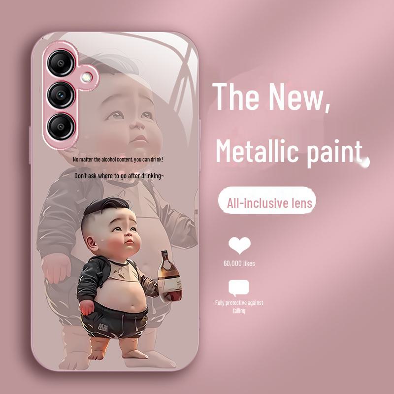 Защитный чехол из жидкого стекла для Samsung A34, A14, A20, A51, A32, S12 — полный комплект защиты от падений — мультяшный дизайн — идеально подходит для мужчин.