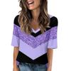 Женские футболки с V-образным вырезом, топы с половиной рукавов, повседневные летние футболки с принтом, футболка, блузка