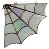 Dark Retro Home Decor Spiderweb Door Topper, Acrylic Gothic Sun Catcher with Hanging Gem Spiders, Halloween Atmosphere Prop Rainbow Window And