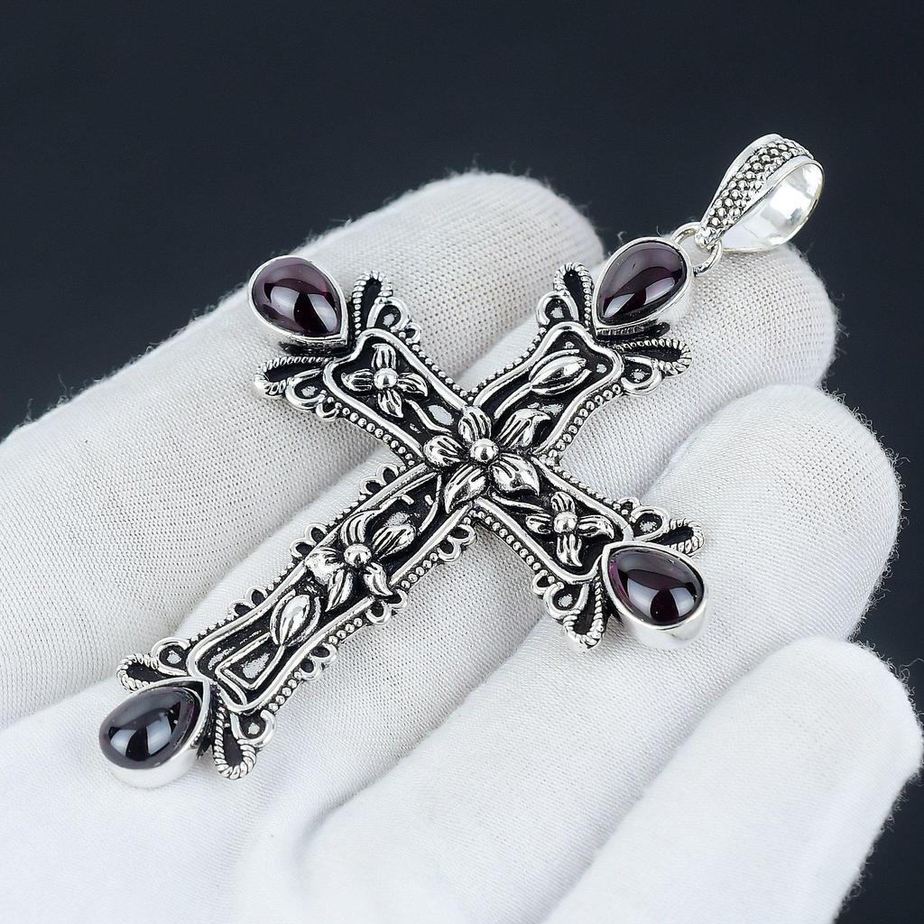 Кулон с розовым аметистом и драгоценным камнем Розовый аметист, натуральный драгоценный камень, подвеска-крест из стерлингового серебра 925 пробы ручной работы для подарков, подвеска для ее ювелирных изделий