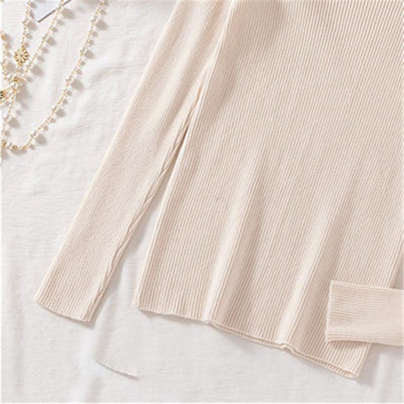 Весенне-осенний женский свитер с бретелькой на шее, однотонный однотонный вязаный топ с длинным рукавом, тонкий низ