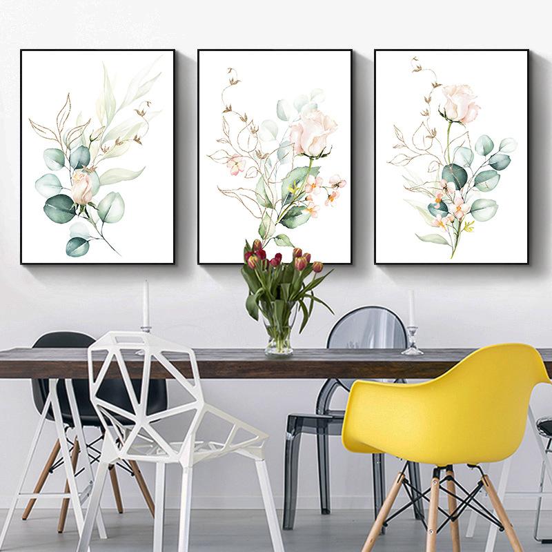 Fresh Green Plant Flower Poster Canvas Painting For Living Room Study Bedroom Wall Decoration