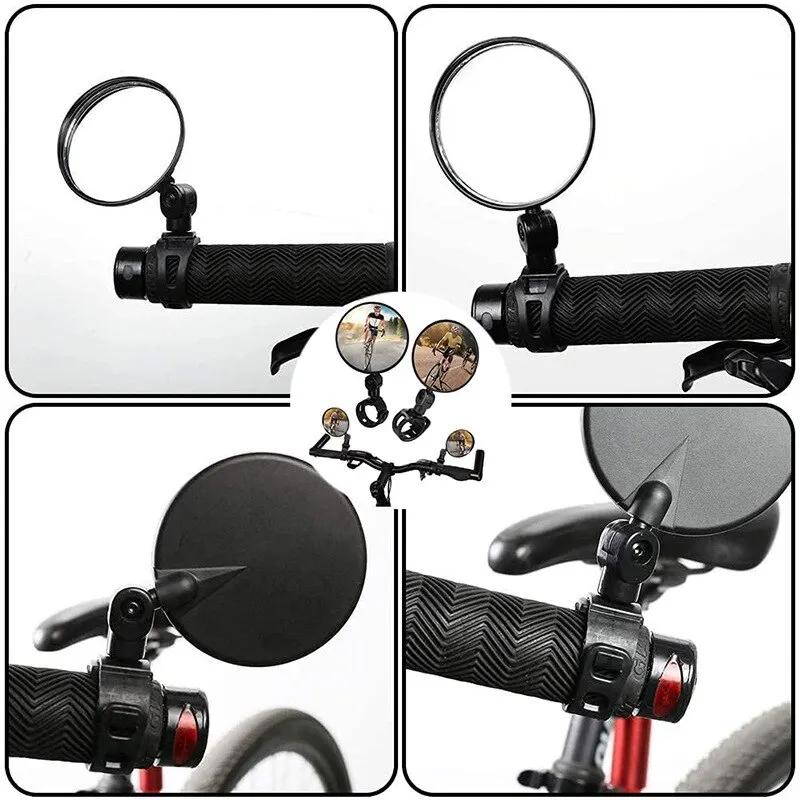 Universal Adjustable Bicycle Rearview Mirror 360 Degree Rotatable Wide Angle Handlebar Rear View Mirror Durable Safety Cycling Mirror For Road Bike Mo