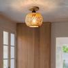 Bamboo Lampshade Ceiling Pendant Lamp Hanging Lamp Handmade Rattan Light Fixture For Restaurant Dining Room Indoor Lighting