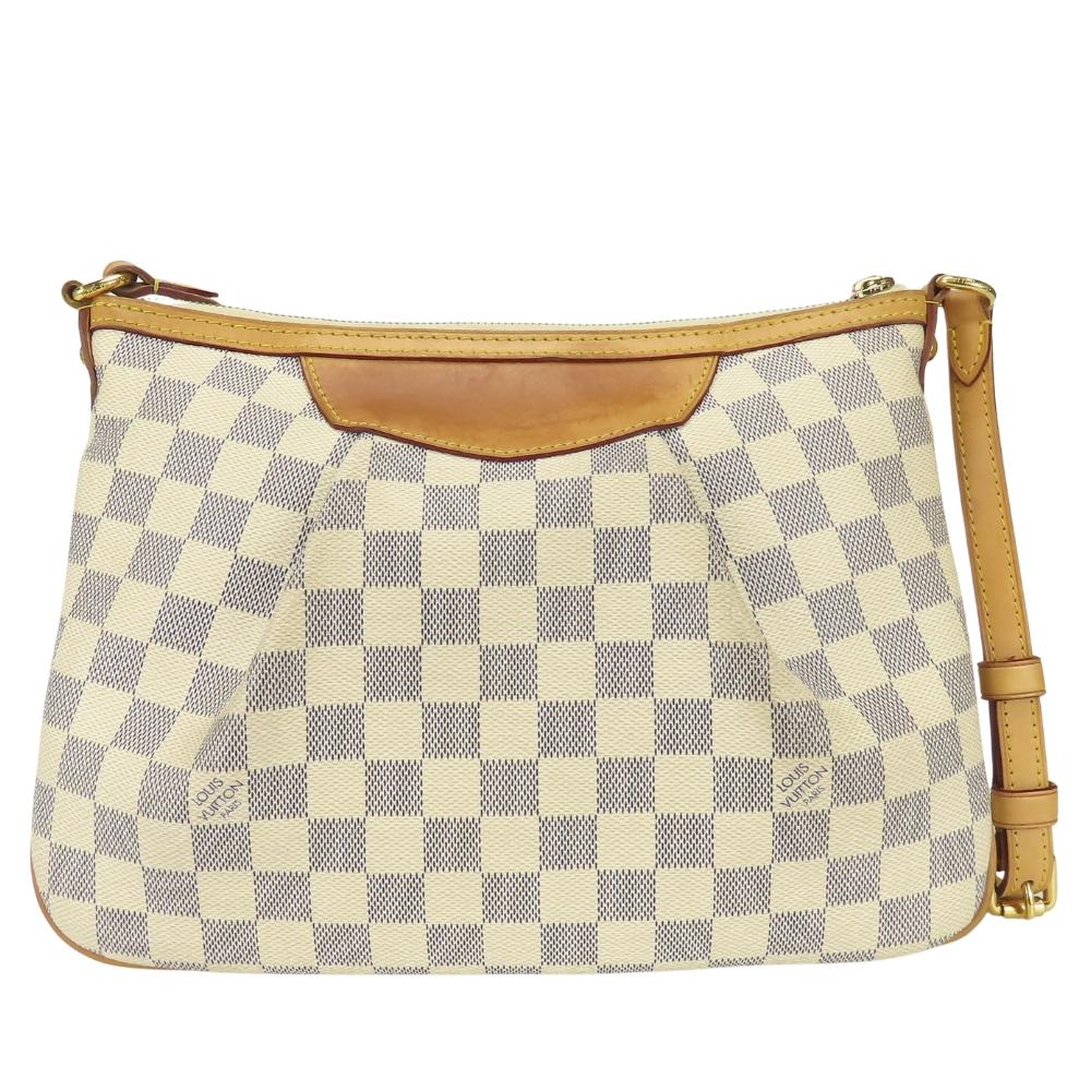 Used LOUIS VUITTON Shoulder Bag Siracusa PM N41113 Damier Azur/Nume leather white Everyday use