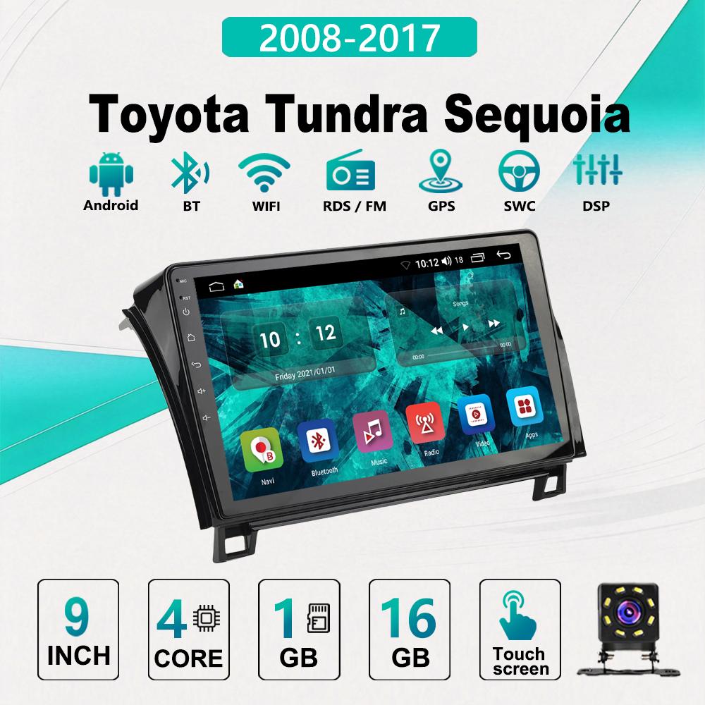 2Din Android Car-Play Car Radio,Toyota Tundra Sequoia 2008-2017,Multimedia Player Head Unit Stereo GPS Navigation BT WIFI,1+16GB