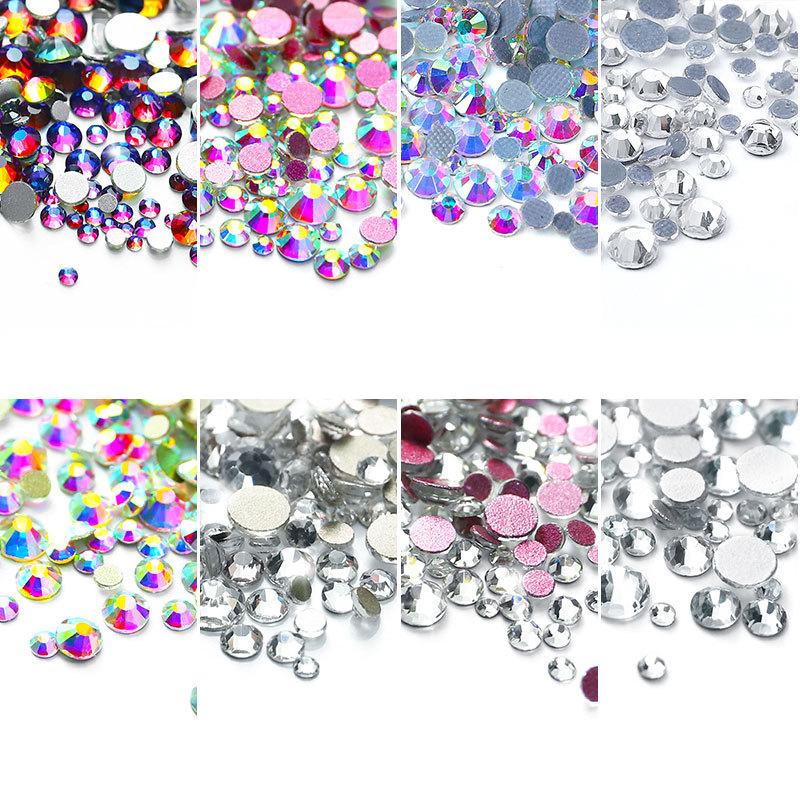 1440 шт. плоских кристаллов AB в упаковке оптом SS3-SS20 прозрачные стразы AB для дизайна ногтей