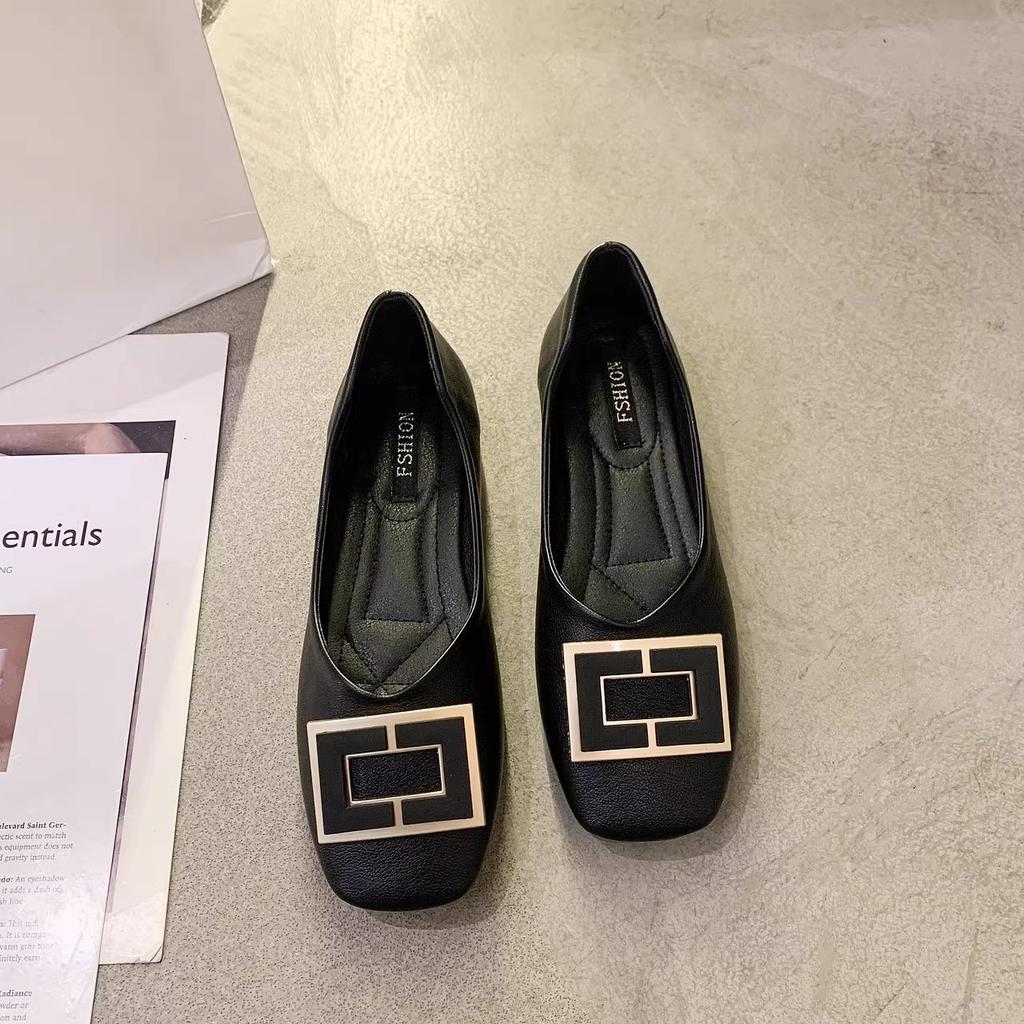 Single Shoes Women's Summer 2025 New French Soft Leather Summer Flat-bottomed Doudou Spring and Autumn Soft-soled Fairy Spring Gentle Shoes