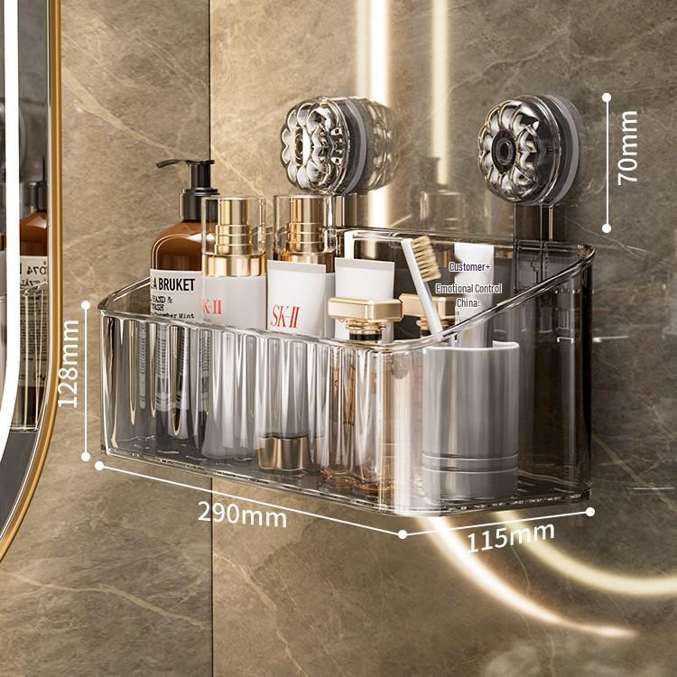 Настенная полка-органайзер на присосках без сверления для ванных принадлежностей и косметики