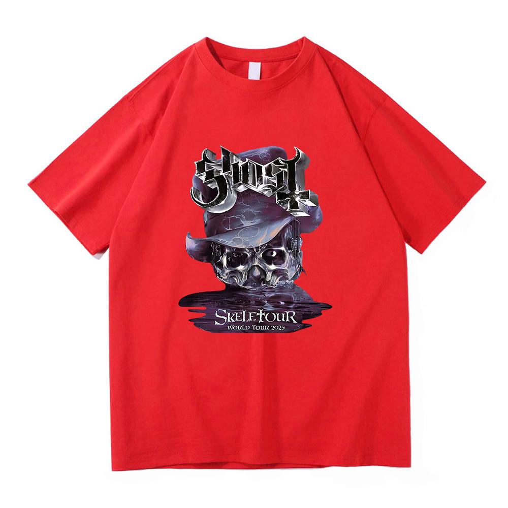 Хромированная фиолетовая футболка Skeletá Ghost GHOST Skeletour Мировой тур 2025 Мужская/женская одежда Харадзюку Высококачественные топы Хлопковые футболки