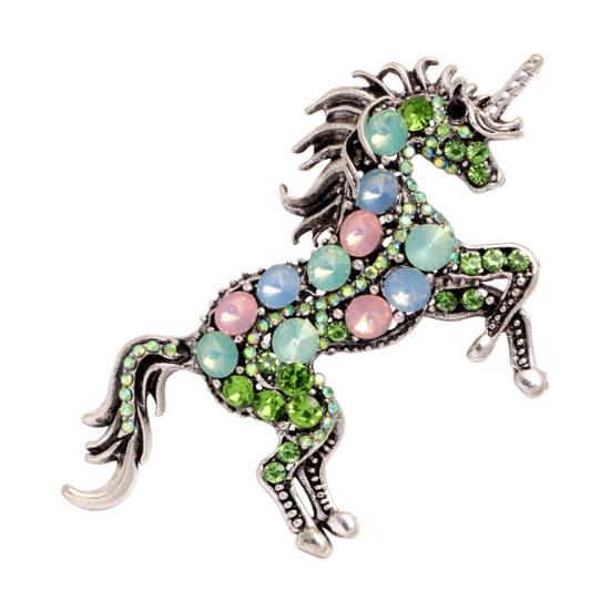Retro Unicorn Brooch Rhinestones Inlaid Unicorn Lapel Pin Artistic Unicorn Brooch Pin Men Women Outfit Accessory for Clothes Scarves Bags Hats