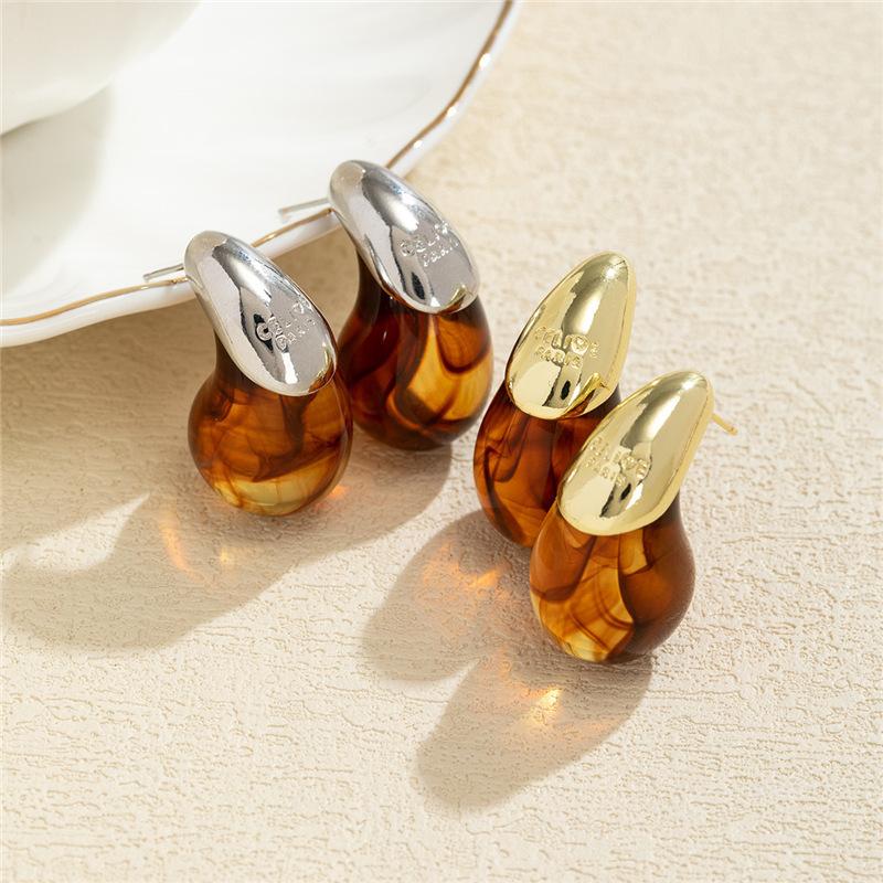Винтажные прозрачные серьги-капли из кофейной смолы для женщин, модные темпераментные серьги-пусеты, женские, для вечеринок, на каждый день, ювелирный подарок