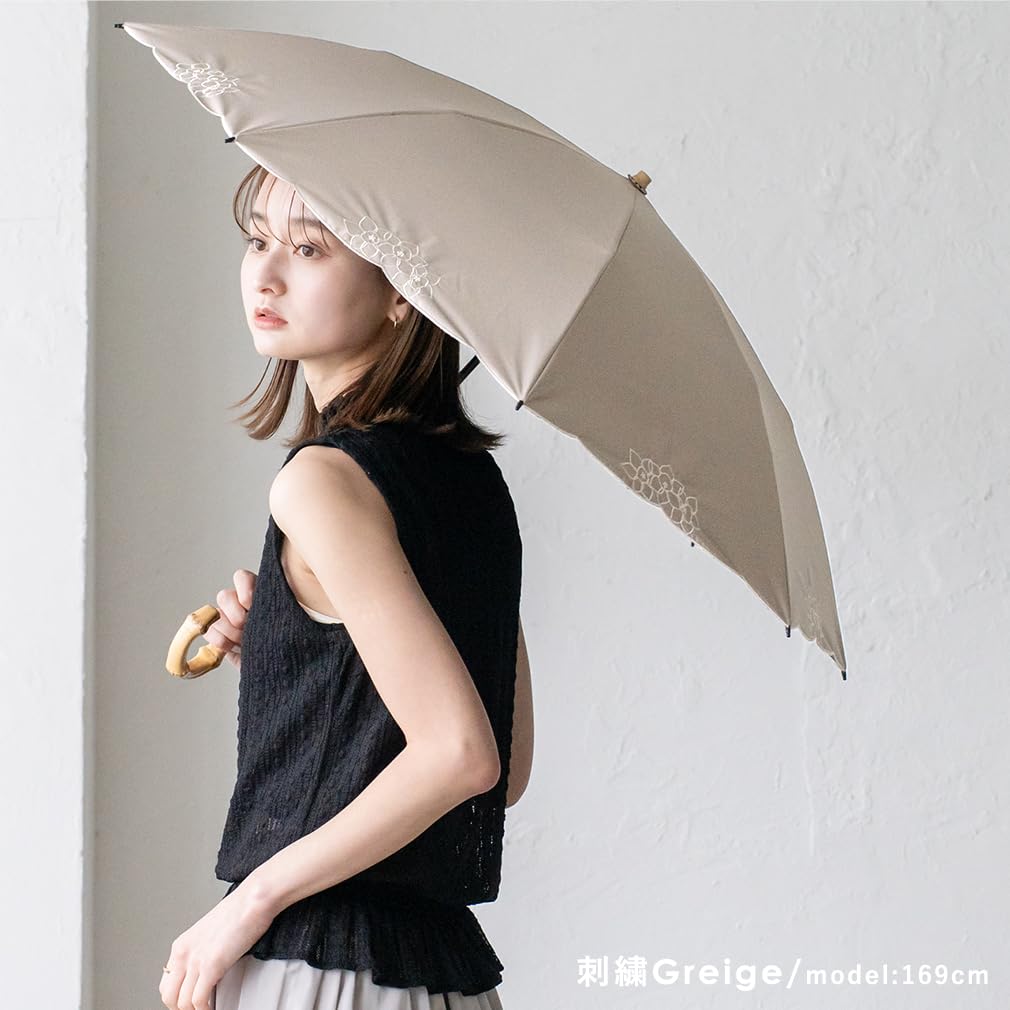 Складной зонт Vita Felice для женщин, как в солнечный, так и в дождливый день [VITAFELICE] 2-х сторонний 2-х ярусный (в течение нескольких дней) пру-30177z (вышитый бежевый)