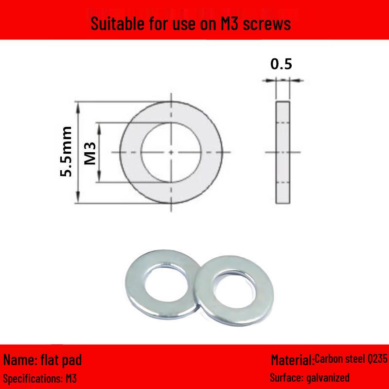 Galvanized/Stainless Steel Flat Washer Spacer - Sizes: M3, M4, M5, M6, M8, M10, M12