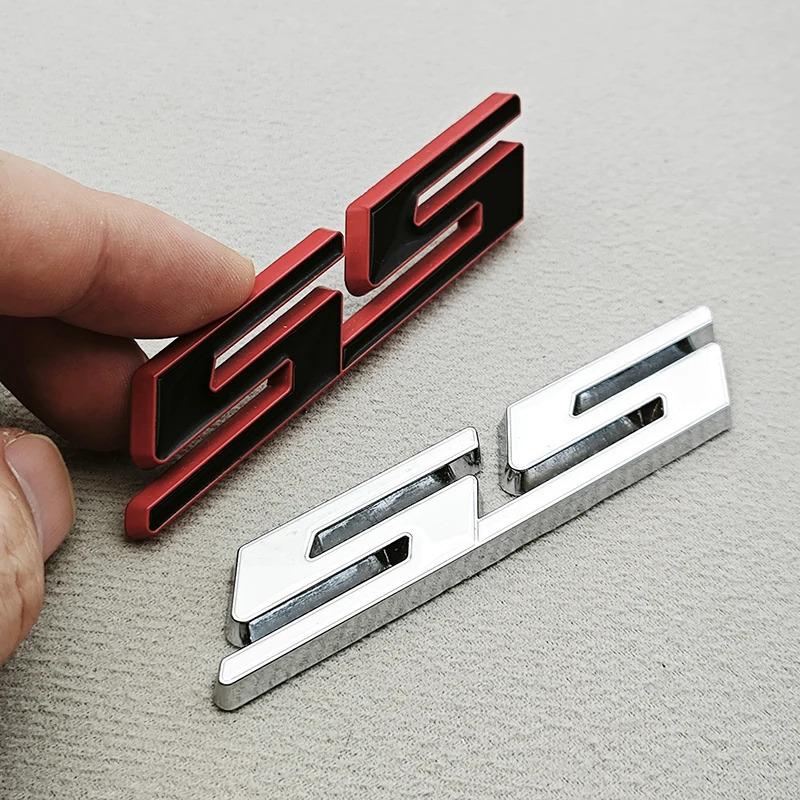 BODCA1 3D Metal Car Styling Red Black Logo SS Sticker Emblem Rear Trunk Badge For Chevrolet Camaro Chevelle Impala Malibu Accessories