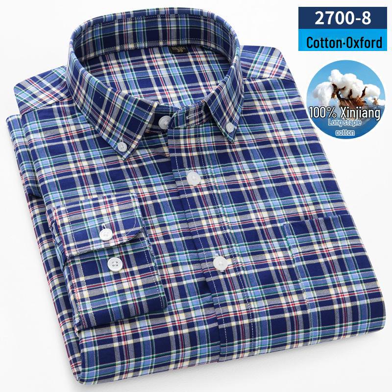 Мужская рубашка из хлопка Оксфорд в полоску с длинным рукавом — повседневная деловая одежда на весну