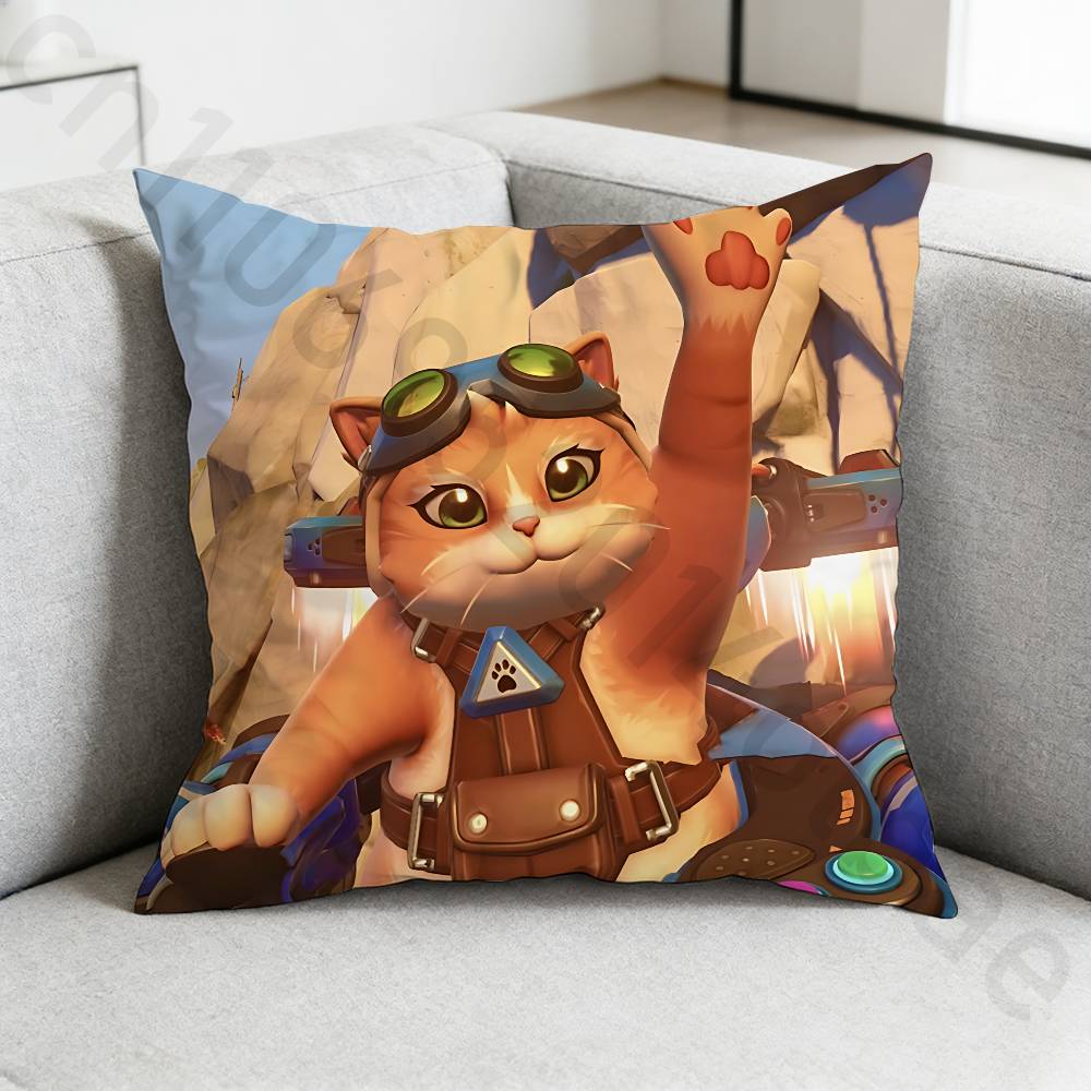 Game OOverwatchS Pillow Case Square DoubleSided Printing Short Plush Sofa Cushion Cover Bedroom Bedside Pillow