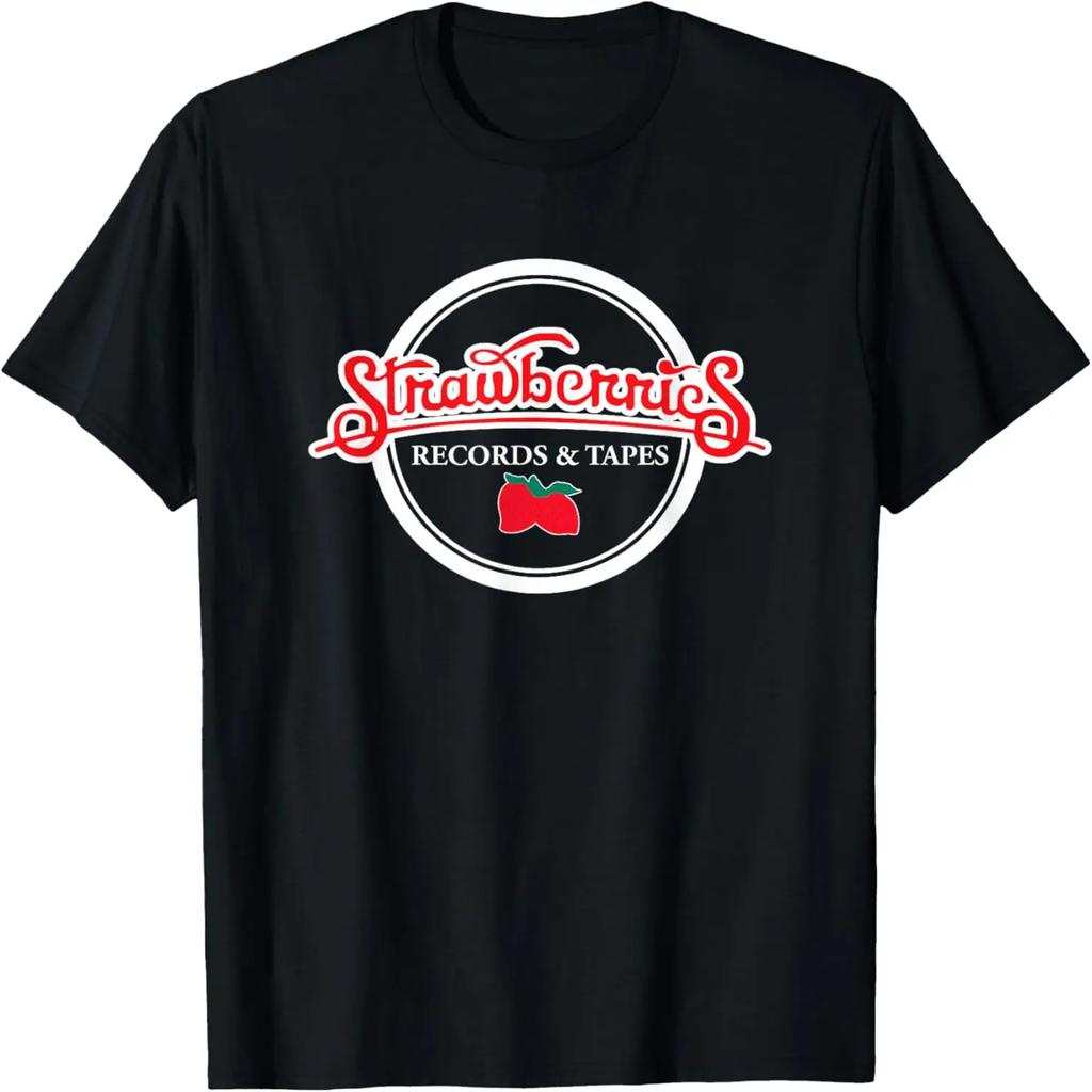 Strawberries Records & Tapes Vintage Retro Music T-Shirt