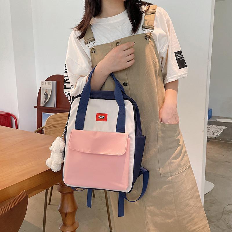 Urban Minimalist Style Nylon Fabric Backpack With Color Blocking Popular Element For Casual Travel