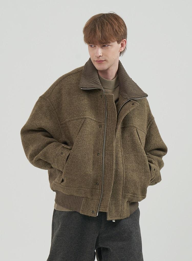Comspace1980 Wool Blend Collared Down Jacket_Green